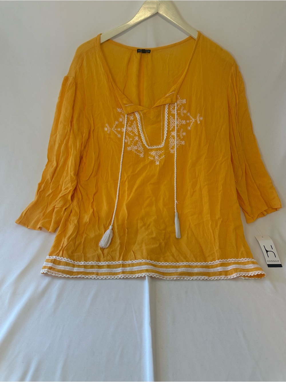 Hannah Yellow Embroidered Peasant Blouse